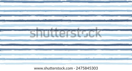 Stripes pattern, watercolor paintbrush lines, summer blue striped seamless vector background, navy brush grunge stripes.