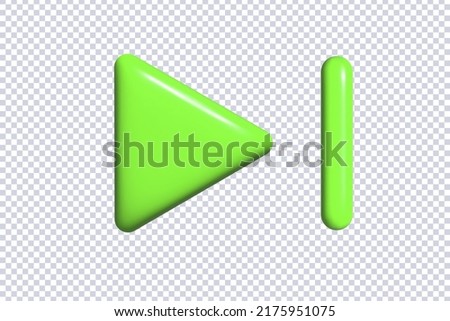 Skip end next music player button. Realistic green music player button on transparent background. Creative concept design in cartoon style. 3d vector icon
