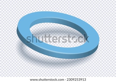 Blue ring logo. Modern design element in shape of 3d torus isolated on transparent. Vector illustration for business, marketing concept presentation, design for new product newsletters, web banners