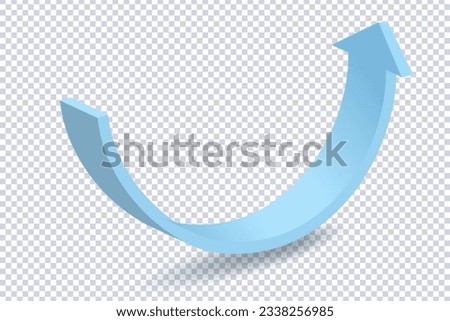 Arrow round blue color. Business infographic presentation diagram for presentation, design data finance, report. Section compare service. Up and down trend. Paper index. Realistic 3d vector