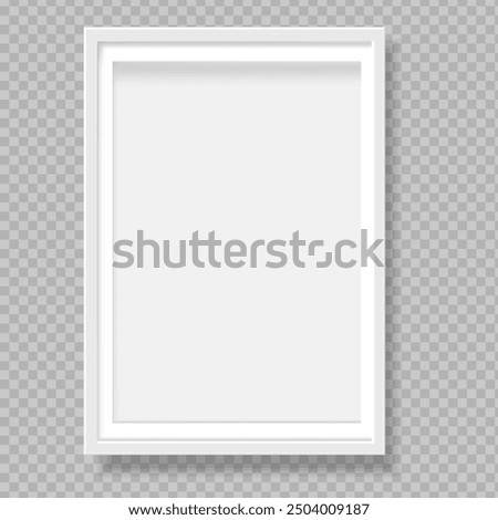 White blank picture frame with shadow effect. Vertical picture frame isolated. Mockup empty place for your text or photo. Realistic template are waiting to be filled with memories. Vector illustration