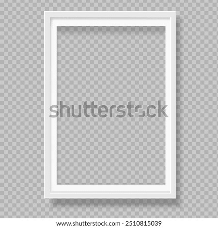 White blank picture frame with shadow effect. Vertical picture frame isolated. Mockup empty place for your text or photo. Realistic template are waiting to be filled with memories. Vector illustration