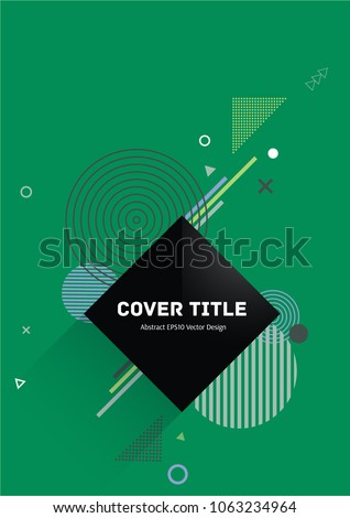 Gnarly memphis neo pattern with white, green, violet, blue and grizzly geometrical shapes on background. Minimalistic front page template. Colorful memphis neo style backdrop for corporate purpose.