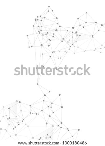 Big data cloud scientific concept. Network nodes greyscale plexus background. Gene manipulation concept. Tech vector big data visualization cloud structure. Interlinkes nodes cells random grid.