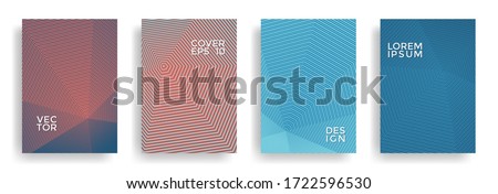 Hexagonal halftone pattern cover pages vector trendy design. Hexagon lines texture backdrops. Annual report templates set. Cover page layouts, flyers, banners with halfton texture.