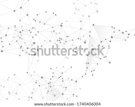 Geometric plexus structure cybernetic concept. Network nodes greyscale plexus background. Future perspective backdrop. Coordinates structure grid shape vector. Dots nodes points lines particles.