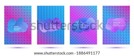 Gradient fluid shapes abstract covers vector set. 3d brochure backgrounds design. Flux paper cut effect blob elements pattern, fluid wavy shapes texture print. Cover templates.