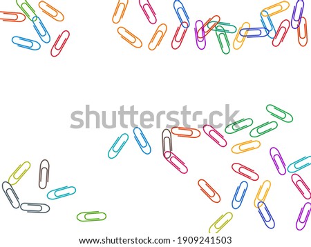 Clerical bright paper clips isolated on white vector background. Red, blue, green, yellow paperclips memo note and documents staple attach tools illustration. Simple plastic paperclips. Foto stock © 