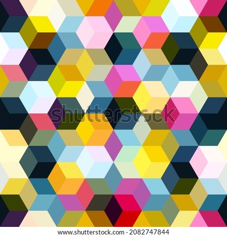 Hexagon grid seamless vector background. Stylized polygons six corners geometric graphic design. Trendy colors hexagon cells tile pattern for banner. Hexagonal shapes modern backdrop.