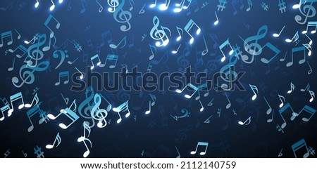 Music notes flying vector illustration. Symphony notation elements explosion. Festival music concept. Retro notes flying elements with treble clef. Party flyer backdrop. Photo stock © 