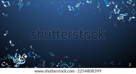 Music notes flying vector pattern. Melody notation signs explosion. Pop music wallpaper. Abstract notes flying elements with sharp. Concert poster graphic design.