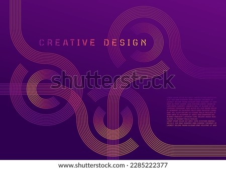 Lines and circles interconnected vector creative design. Banner, poster, brochure cover, flyer or landing page background. Many parallel lines spinning in circles, intersecting with other line shapes.