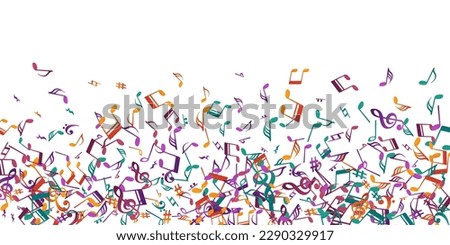 Musical note icons vector backdrop. Symphony notation signs explosion. Nightclub music illustration. Grunge note icons signs with pause. Birthday card backdrop.