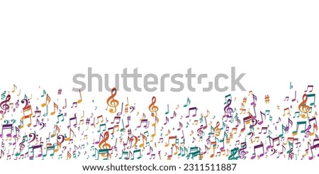 Musical note icons vector backdrop. Melody recording elements swirling. Party music wallpaper. Grunge note icons elements with pause. Album cover background.