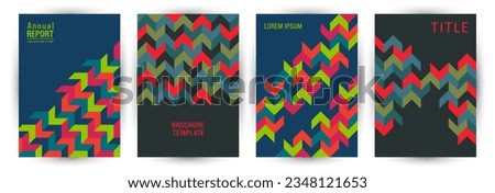 Educational catalog cover page mokup set vector design. Swiss style premium title page mockup set vector. Mosaic geometric elements background A4 cover design