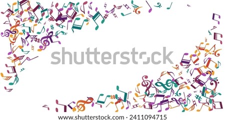 Music notes cartoon vector wallpaper. Audio recording signs placer. Classic music pattern. Modern notes cartoon silhouettes with sharp. Concert poster graphic design.
