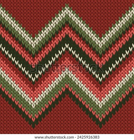 Fairisle zig zal lines knitting texture geometric seamless pattern. Jacquard hosiery textile print. Nordic style seamless knitted pattern. Winter holidays wallpaper.