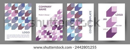 Corporate brochure cover layout collection A4 design. Suprematism style hipster voucher template collection Eps10. Mosaic geometric elements composition vertical cover design