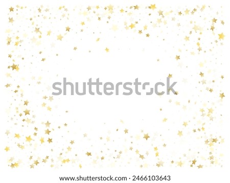 Magic gold sparkle texture vector star background. Fashionable gold falling magic stars on white background sparkle pattern graphic design. Party starburst fireworks pattern.