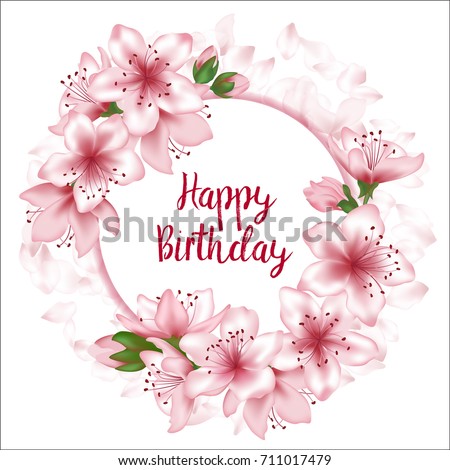 happy birthday flowers greeting card template round frame text happy birthday circle template