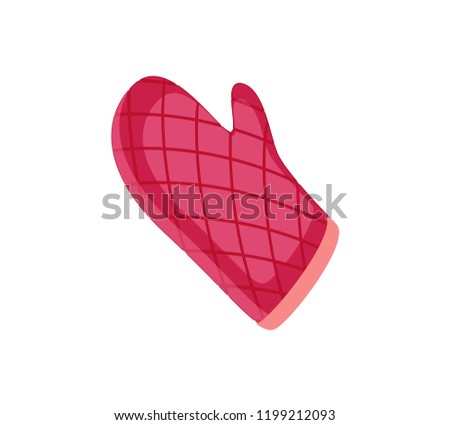 Patholder oven mitt color, glove isolated icon vector. Fireproof fabric cloth with squared pattern to protect hands from burns and heat of hot pots