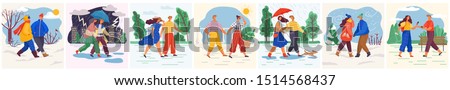 Similar – Image, Stock Photo stroll with umbrellas