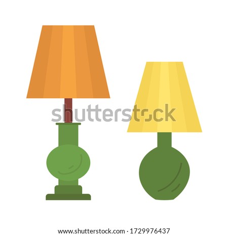 Torchiere lamp designed to stand on floor isolated on white. Vector retro standard lamp, piece of furniture or interior design element in flat cartoon style
