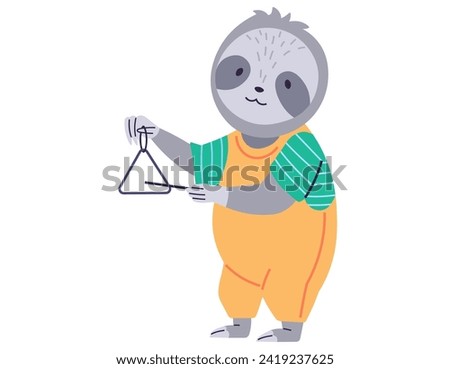 Animal music vector illustration. Happy creatures perform in cheerful music party, creating atmosphere joy Celebrate with lively music band as they perform magical animal music metaphor. Sloth hits