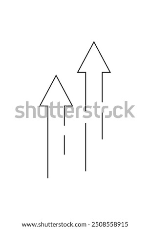 Three arrows pointing up symbolize progress, growth, improvement. Applicable in analytics, growth strategies, productivity enhancement, goal setting, success representation.