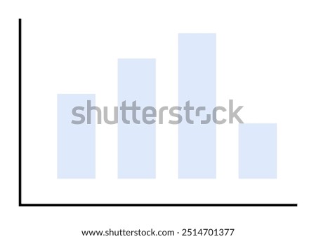 A simple blue bar graph on a white background, featuring four bars of varying heights. Ideal for business, data analysis, presentations, statistics, report visualizations.