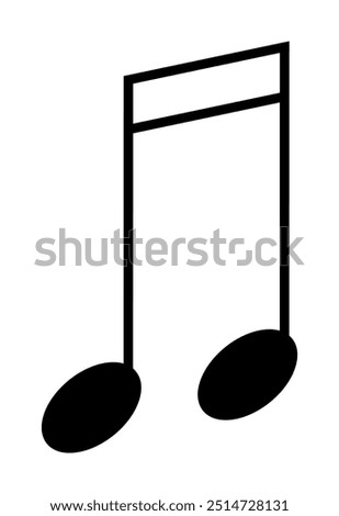 Black music note with a connected stem and two oval heads. Ideal for music education, design, compositions, music apps, and cultural projects. Style: minimalistic vector art.