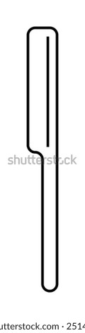 Black and white line art of a tuning fork with a simplistic design. Ideal for music, sound, minimalism, education, vector art. Simple and modern style.