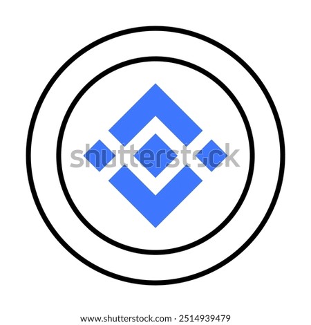 Binance blue geometric diamond shapes arranged symmetrically within two concentric black circles. Ideal for logo design, branding, blockchain technology, digital currency, fintech, and modern design.