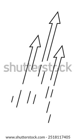 Upward-pointing arrows, black on white. Ideal for business growth, success, progress, improvement, strategy, and future planning concepts. Minimalist vector style.