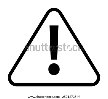 A black exclamation mark inside a black-bordered triangle. Ideal for safety signs, warnings, alerts, caution notifications, and hazard indicators. Simple and clear style.