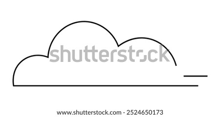 A cloud with a minimalistic, geometric outline and two horizontal lines suggesting movement, against a white background. Ideal for weather apps, minimalist designs, technology icons, speed concepts