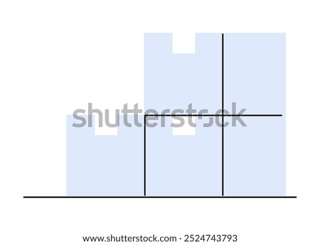 Stacked building blocks in light blue, forming a step-like structure. Ideal for construction, architecture, organization, planning, growth, children playing. Minimalistic, flat design, vector style