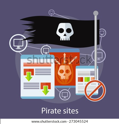 Homepage of pirate sites with flag concept. Can be used for web banners, marketing and promotional materials, presentation templates 