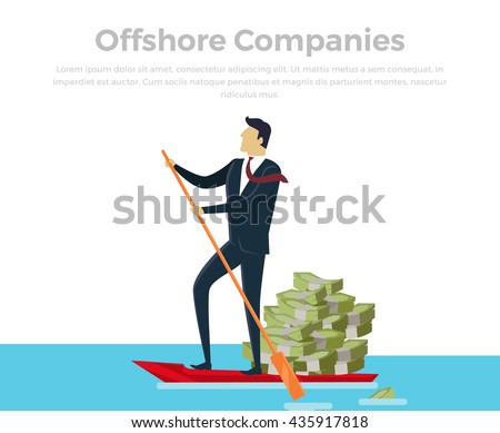 Offshore companies, panamanian documents, jornalistic inestigation. Panama papers folder document. Tax haven offshore company business people owners. Taxes are levied at low rate. Vector illustration