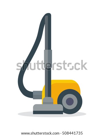 Vacuum cleaner icon isolated on white. Electrical vacuum cleaner hoover. Equipment for house cleaning tool device. Domestic cleaning machine symbol sign in flat style. Vacuum sweeper. Vector