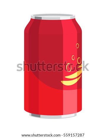 Steel can of drink vector illustration. Inside could be water, coca-cola, alcohol, juice, sparkling water. Can be bought in different shops, bars or storehouses for celebration of any holidays.