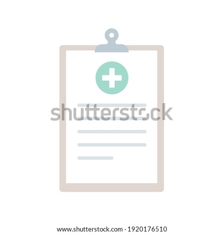 Clipboard medical icon. Concept of health check up, health insurance, medical history. Vector illustration, flat design