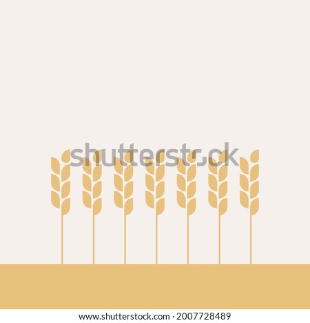 Minimal wheat field. Geometrical shapes. Mustard color. Vector illustration, flat design