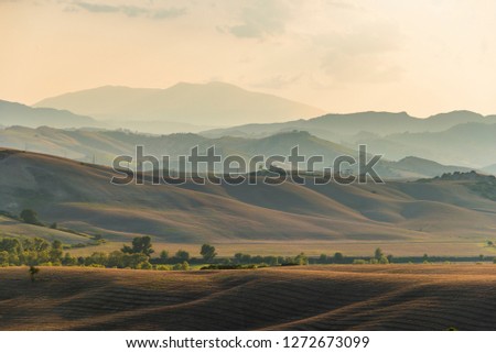 Similar – Image, Stock Photo Country landscape in Basilicata, Italy, at summer