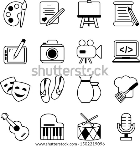 Arts simple web icon set. Editable stroke