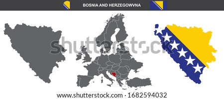 vector map set of Bosnia and Herzegovina isolated on white background