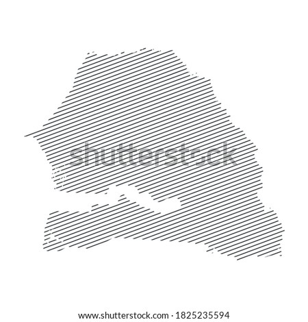 lines map of Senegal isolated on white background