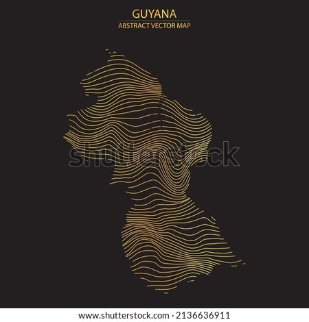 abstract map of Guyana - vector illustartion of striped gold colored map