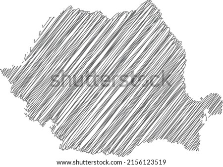 vector illustration of scribble drawing map of Romania