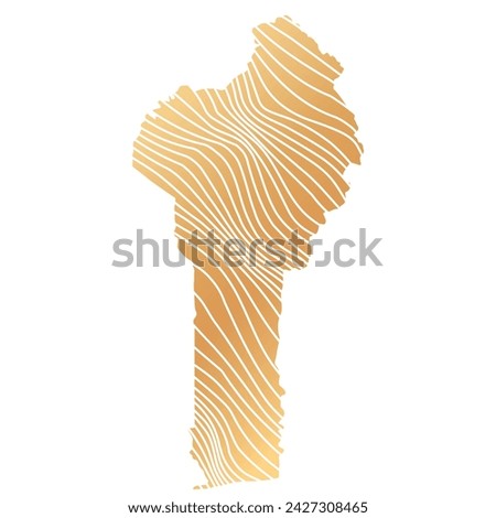 abstract map of Benin - vector illustration of striped gold colored map